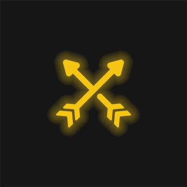 Sarı oklar parlayan neon simgesi