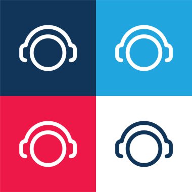 Marshall uçak mavi ve kırmızı dört renk minimal simge kümesi