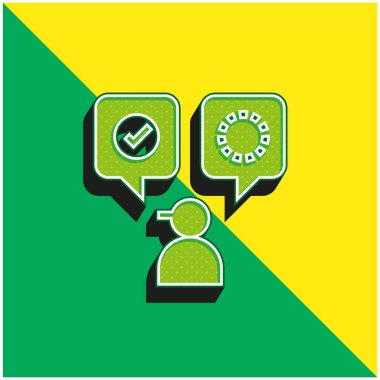 Yeşil ve sarı modern 3d vektör simgesini kabul et