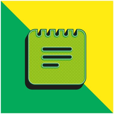 Siyah Notlar Arayüz Kare Sembolü İlkbahar Yeşil ve Sarı 3D vektör logosuyla