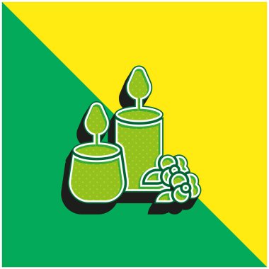 Aromatik Mum Yeşil ve Sarı 3D vektör simgesi