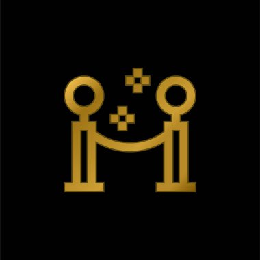 Bariyer altın kaplama metalik simge veya logo vektörü