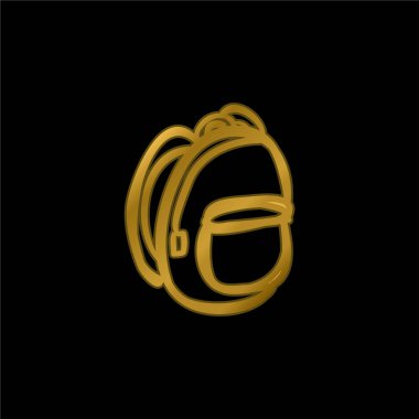 Sırt çantası El Taslak Altın kaplama metalik simge veya logo vektörü