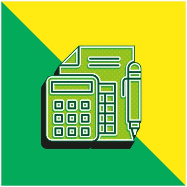 Muhasebe Yeşil ve Sarı Modern 3D vektör simgesi logosu