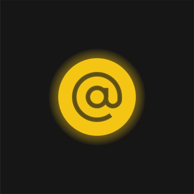 Arroba sarı parlak neon simgesi