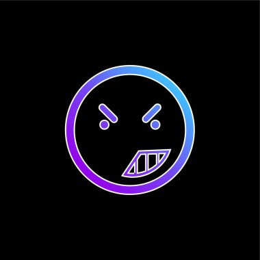 Yuvarlak Kare Dış Hattı Mavi Gradyan Vektör Simgesinin Duygusal Yüzündeki Öfke