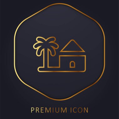 Plaj altın çizgisi logosu veya simgesi
