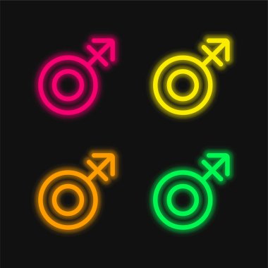 Androgyne dört renk parlayan neon vektör simgesi