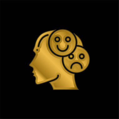 Bipolar gold plated metalic icon or logo vector clipart