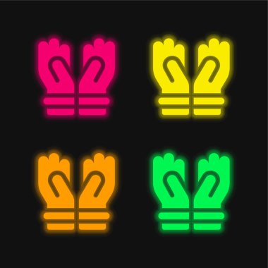 Dört renk parlayan neon vektör simgesini kutsa