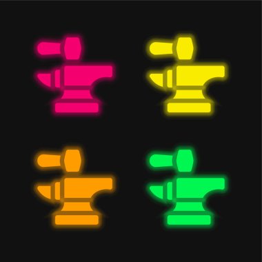 Anvil four color glowing neon vector icon clipart