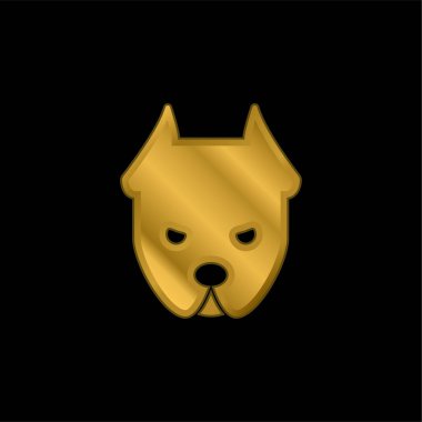 Angry Dog gold plated metalic icon or logo vector