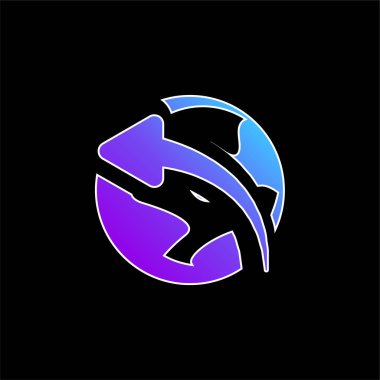 Yeryüzündeki Ok mavi eğimli vektör simgesi