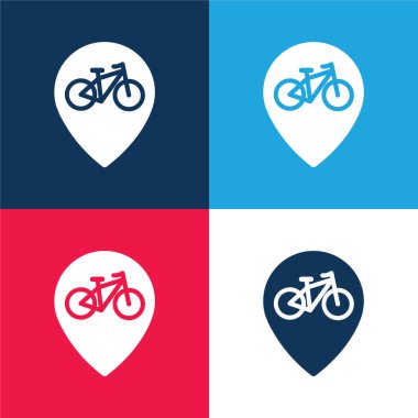 Bike Zone Signal blue and red four color minimal icon set clipart