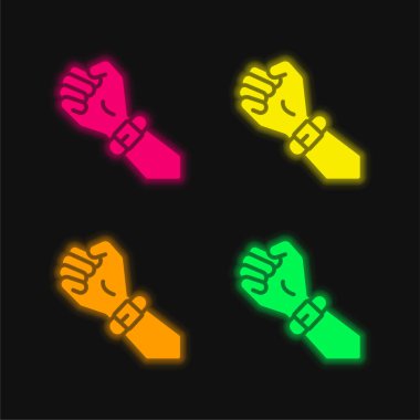 Dördüncü grup parlayan neon vektör simgesi