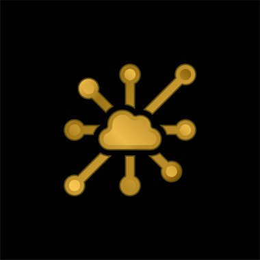 Big Data gold plated metalic icon or logo vector clipart