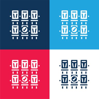 Booking blue and red four color minimal icon set clipart