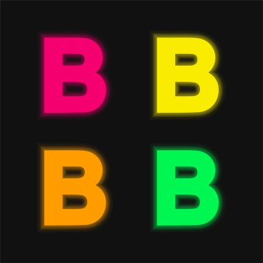 B-4 renkli parlak neon vektör simgesi