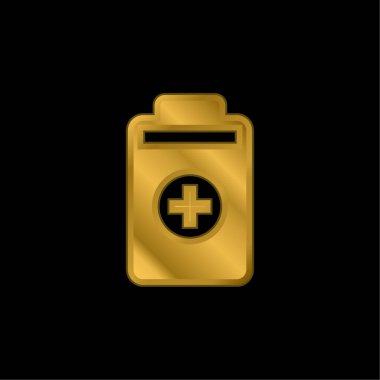 Pil altın kaplamalı metalik simge veya logo vektörü