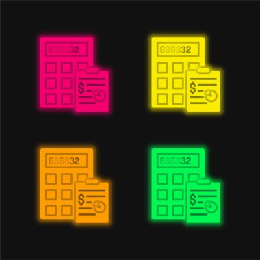 Dört renk parlayan neon vektör simgesi