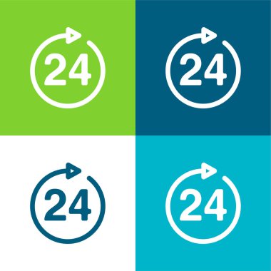 24 Saat İşareti Düz 4 renk en az simge seti