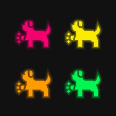 Animal four color glowing neon vector icon clipart