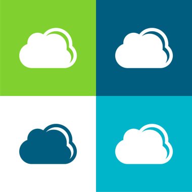 Black Cloud Weather Symbol Flat four color minimal icon set clipart