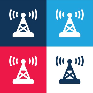 Anten mavi ve kırmızı dört renk minimal simge kümesi