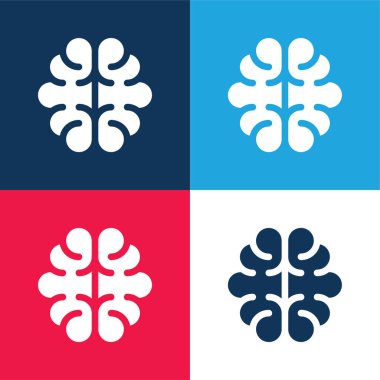 Beyin mavisi ve kırmızı dört renk minimal simge kümesi