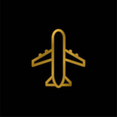 Havalimanı İşaretli altın kaplama metalik simge veya logo vektörü