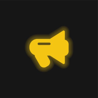 Siyah megafon sarı parlak neon simgesi