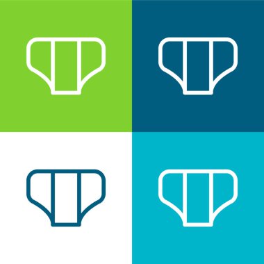 Bebek bezi ana hatları Düz 4 renk simgesi seti