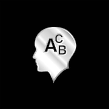 Alfabe Harfli Kel Kafa ABC gümüş kaplama metalik simge