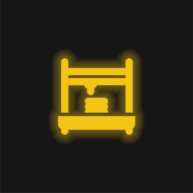 3d Yazıcı sarı parlak neon simgesi