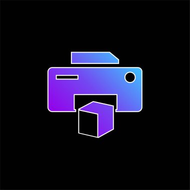 3d Yazıcı Sembolü Mavi Gradyan vektör simgesi