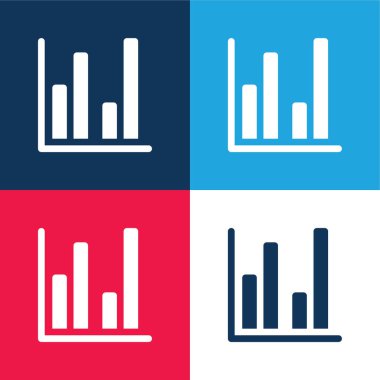 Çizelge mavi ve kırmızı dört renk minimal simge kümesi