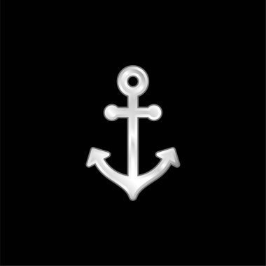 Boat Anchor silver plated metallic icon clipart