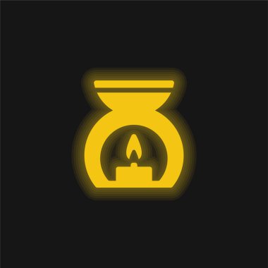 Aromaterapi Spa Tedavisi Sarı parlak neon simgesi