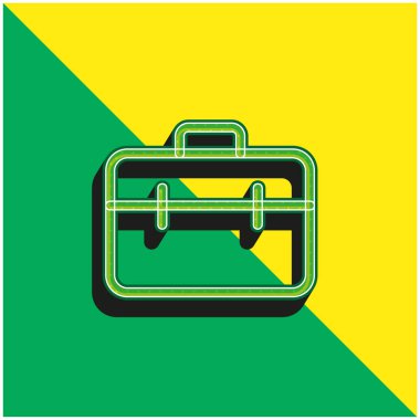Evrak çantası Yeşil ve sarı modern 3d vektör simgesi logosu
