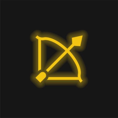 Okçuluk sarı parlak neon simgesi