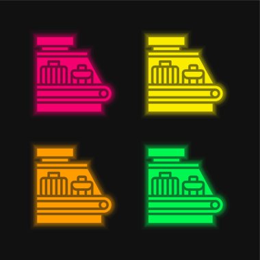 Yük dört renk parlayan neon vektör simgesi