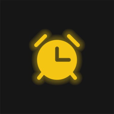 Alarm Saati sarı parlayan neon simgesi