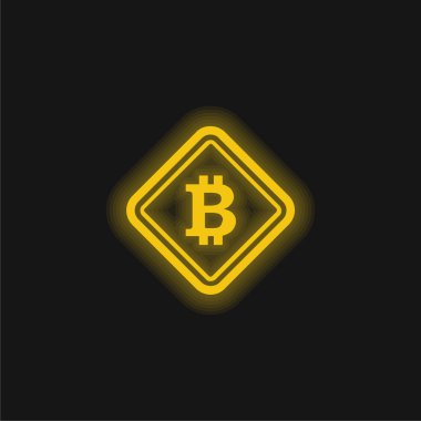 Bitcoin Uyarı Sembolü Sarı parlak neon simgesi