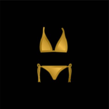 Bikini Şekli altın kaplama metalik simge veya logo vektörü