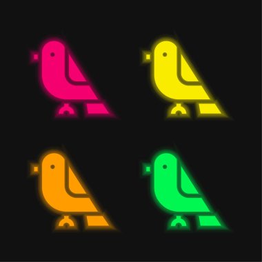 Kuş dört renk parlayan neon vektör simgesi