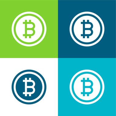Bitcoin Düz 4 renk minimal simge kümesi