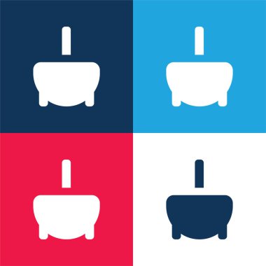 Küvet mavisi ve kırmızı dört renk minimal simge kümesi