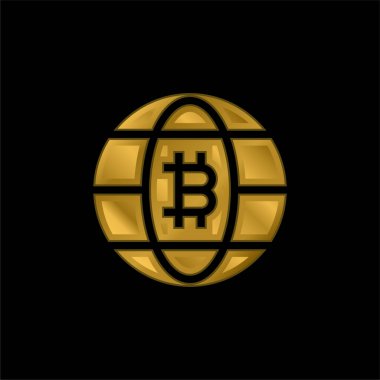 Bitcoin altın kaplama metalik simge veya logo vektörü