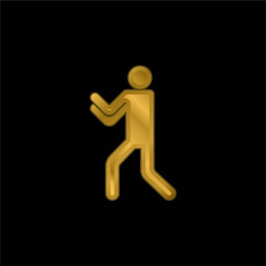 Boks Silueti altın kaplama metalik simge veya logo vektörü