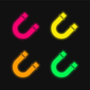 Attraction four color glowing neon vector icon clipart